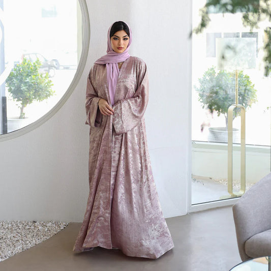 Noor Al Shams Luxe Satin Abaya - Blush Pink