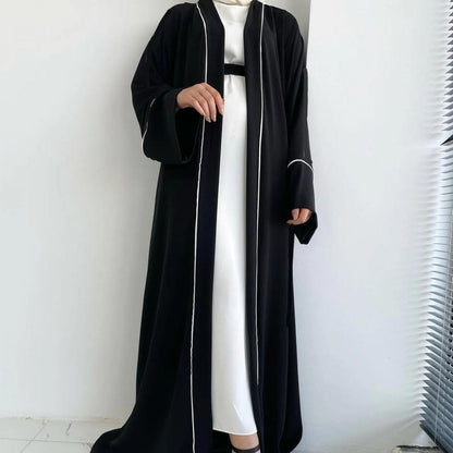 Ruhi Imported Double Shrugs Abaya BLACK TO WHITE - ( New - Edition )